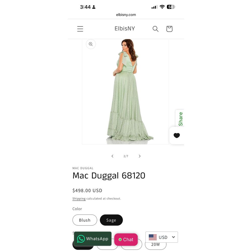 Mac Duggal NWT Sage Green Cottagecore Ruffle Bow Maxi Gown 68120